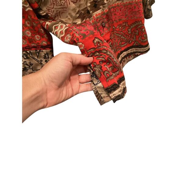 Allison Daley Womens Button Up Shirt Size 10P 10 Red Aztec Boho Southwest Office - Picture 8 of 8